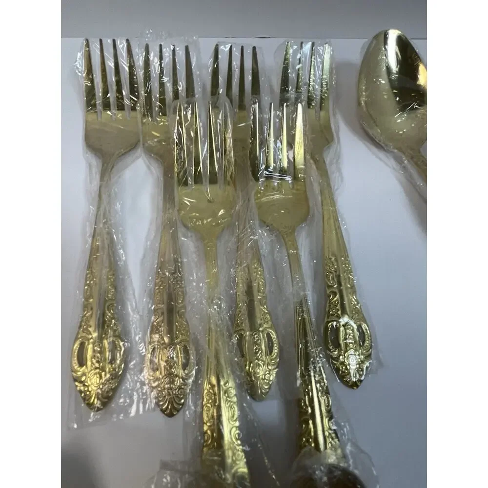 Gibson Gold Electroplated Stainless Steel Flatware Service For 6 - 30 Pc *Read